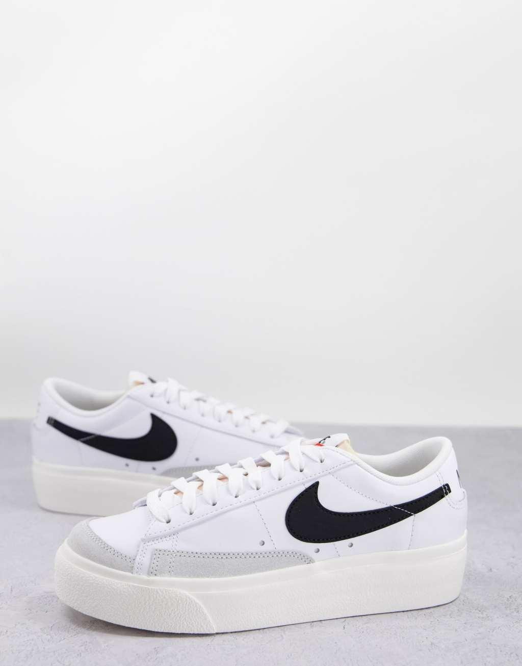 Nike Blazer Low Platform sneakers in white and black Product Image