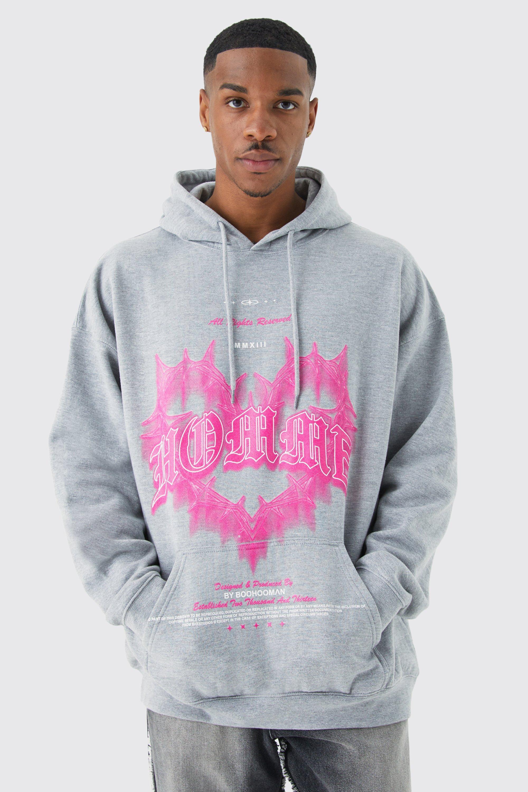 Homme Heart Graphic Hoodie | boohooMAN USA Product Image