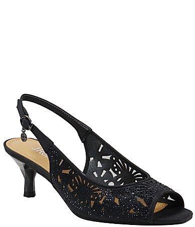 J. Renee Arata Rhinestone and Mesh Slingback Dress Sandals Product Image