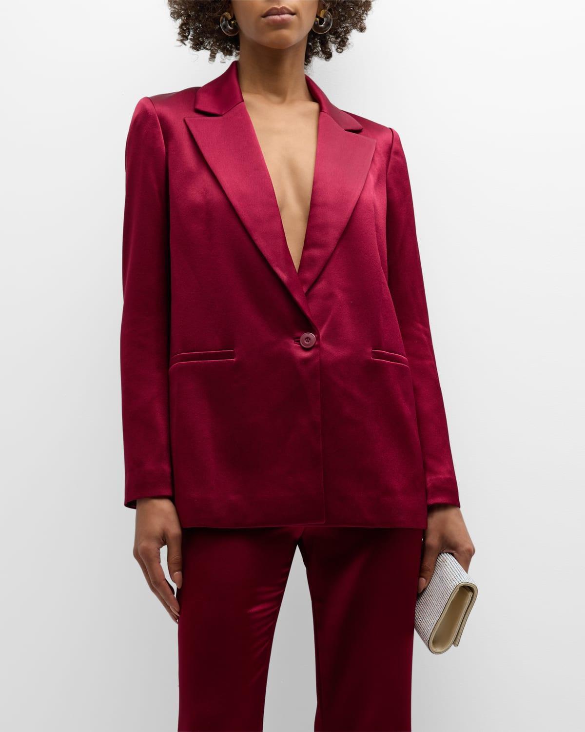 Womens Denny Single-Breasted Satin Blazer Product Image