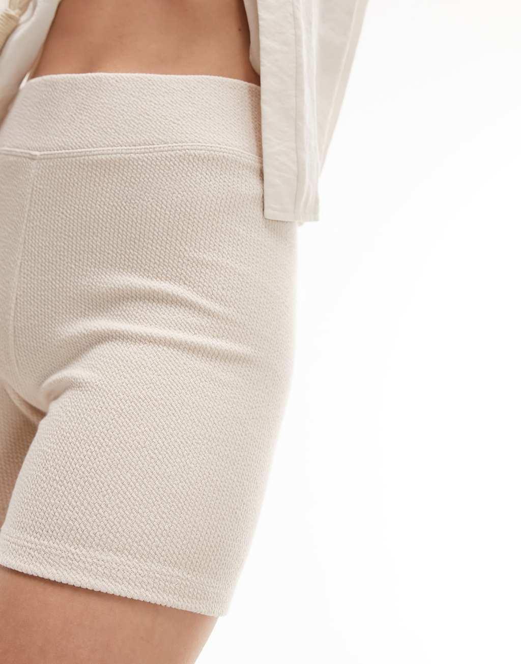 Topshop premium cropped length legging short in neutral Product Image