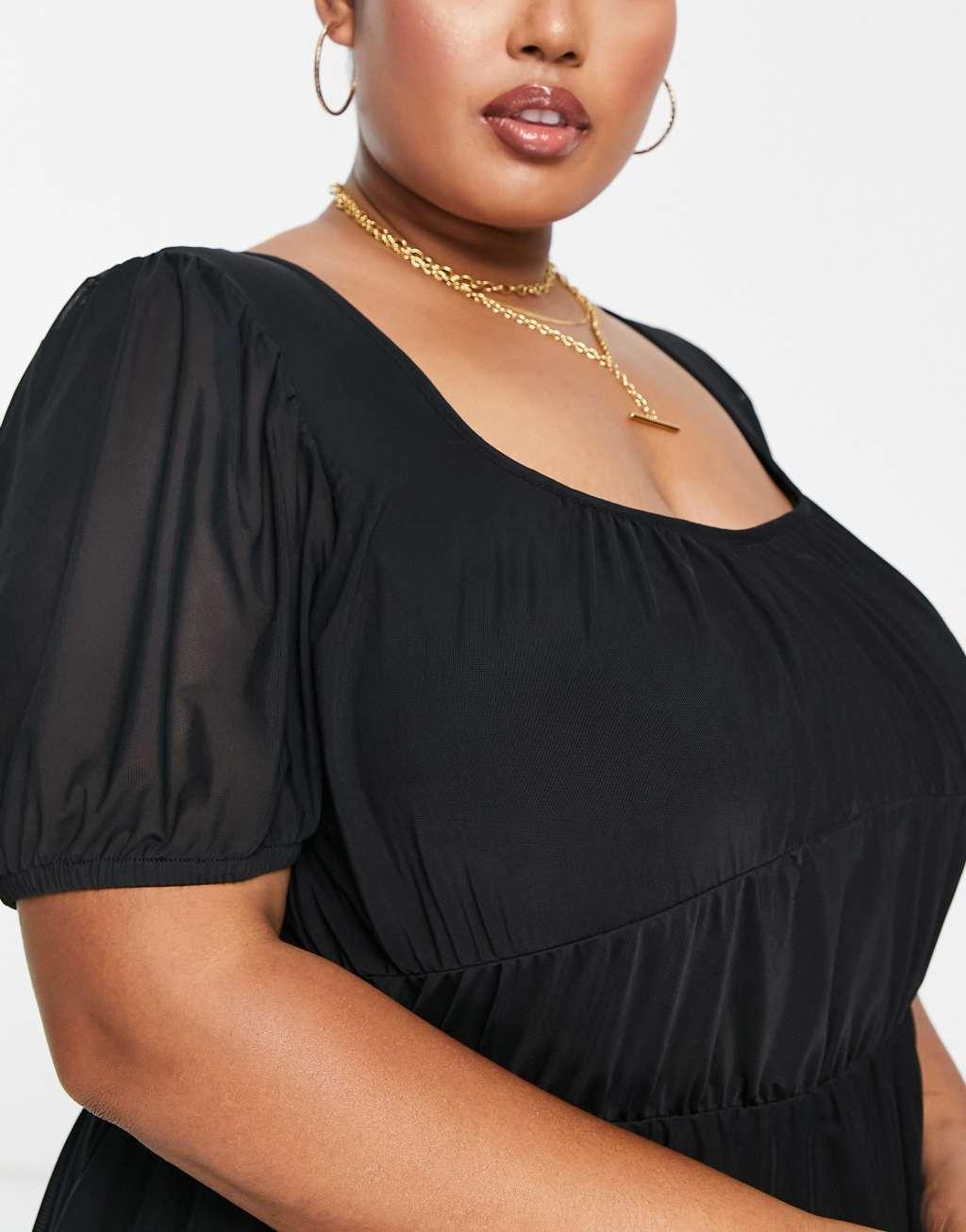 Simply Be sweetheart neck mesh top Product Image