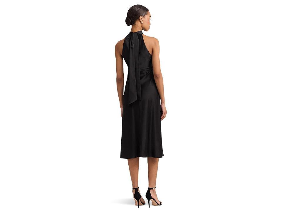 LAUREN Ralph Lauren Satin Charmeuse Halter Cocktail Dress Women's Dress Product Image