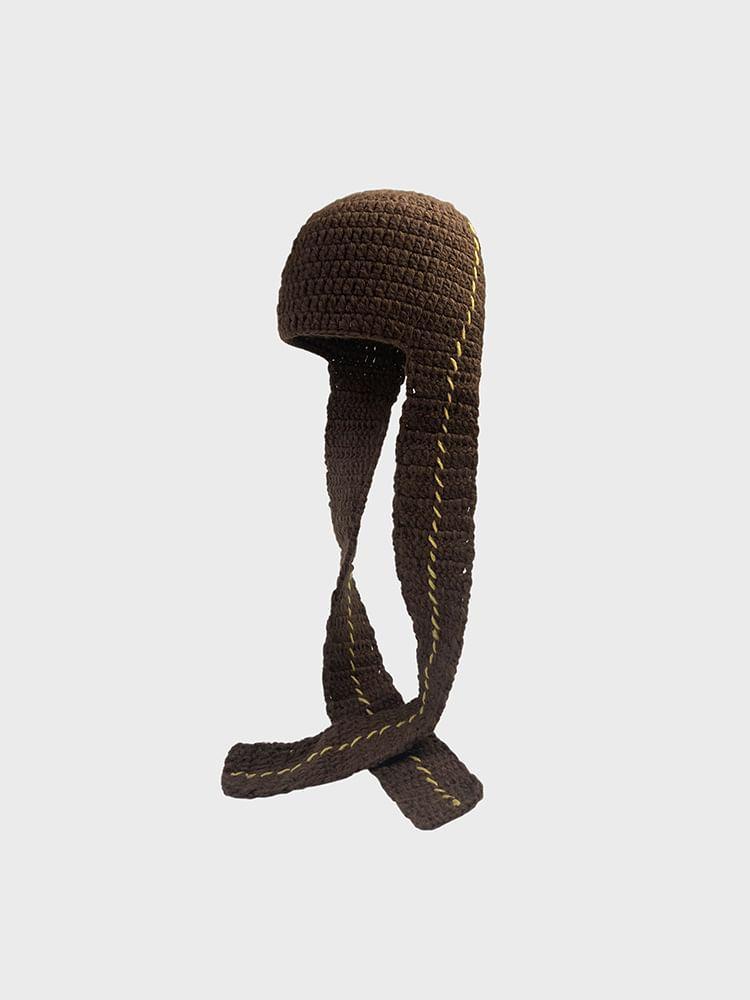 Contrast Trim Knit Beanie with Scarf Product Image