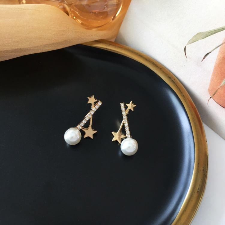 Sterling Silver Faux Pearl Star Stud Earring Product Image