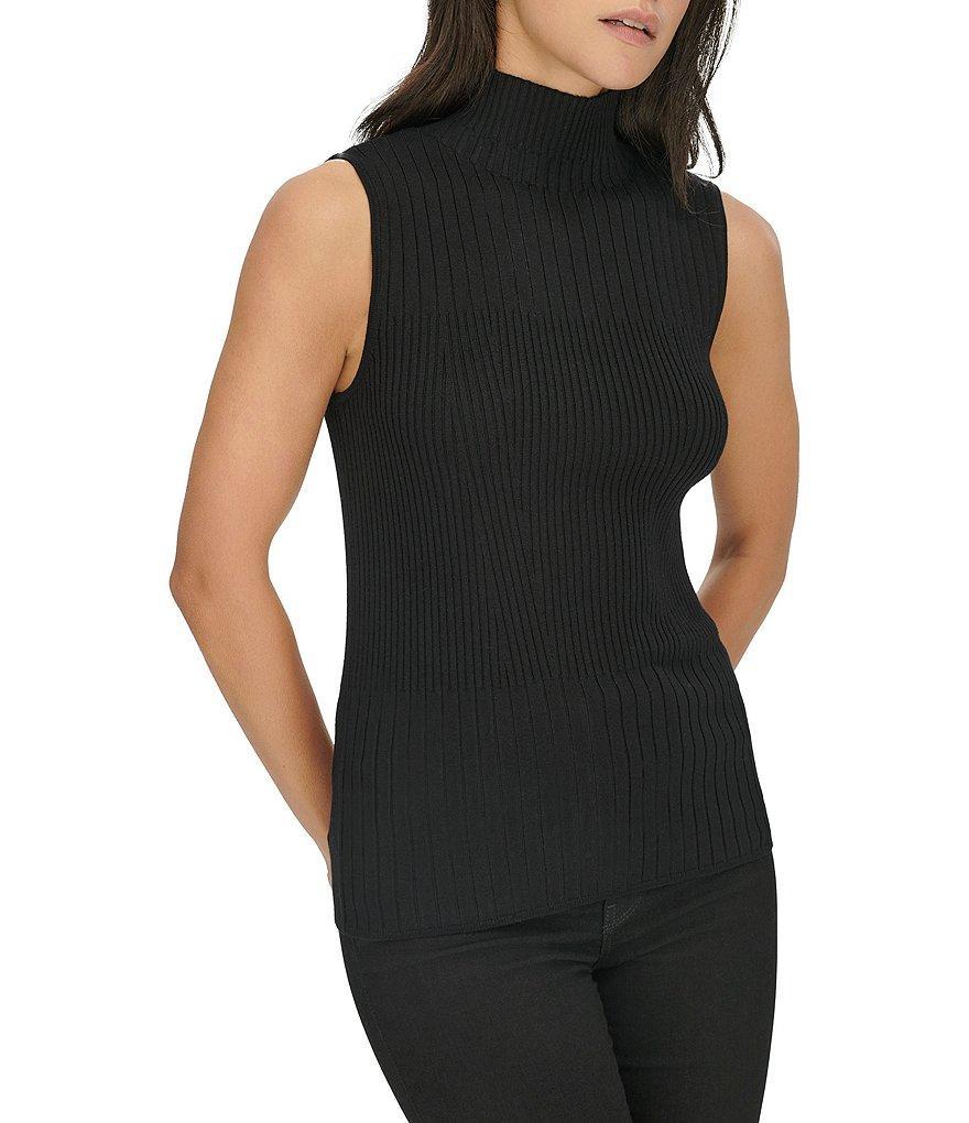 Calvin Klein Rib Knit Turtleneck Sleeveless Tank Product Image