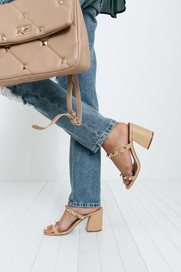 The Gianna Studded Faux Leather Heel In Tan Product Image