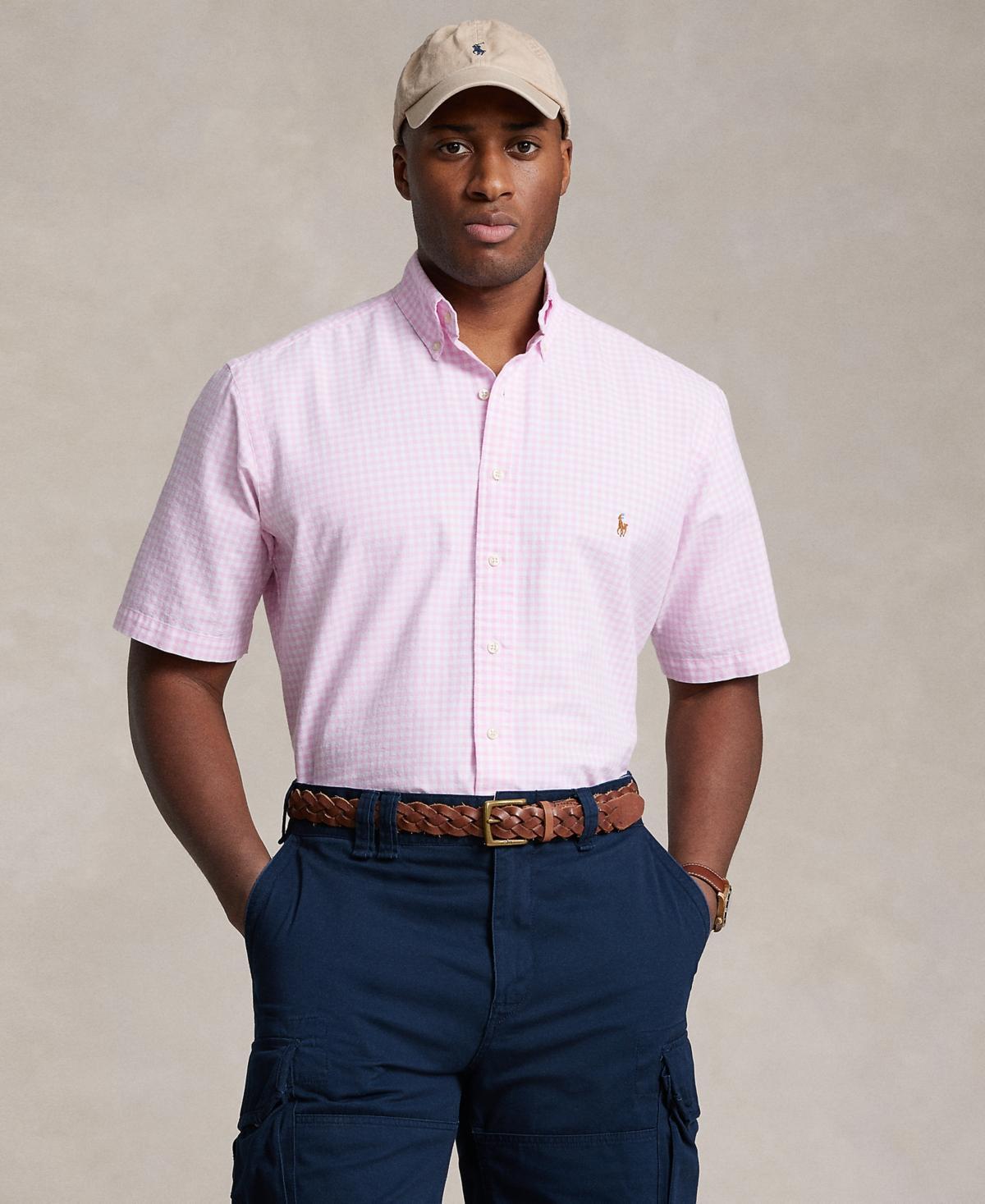 Polo Ralph Lauren Mens Big & Tall Gingham Oxford Shirt - Pink Product Image