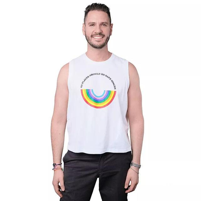 ph by The Phluid Project Adult Crop Tank with Rainbow Screen Print, Mens Product Image