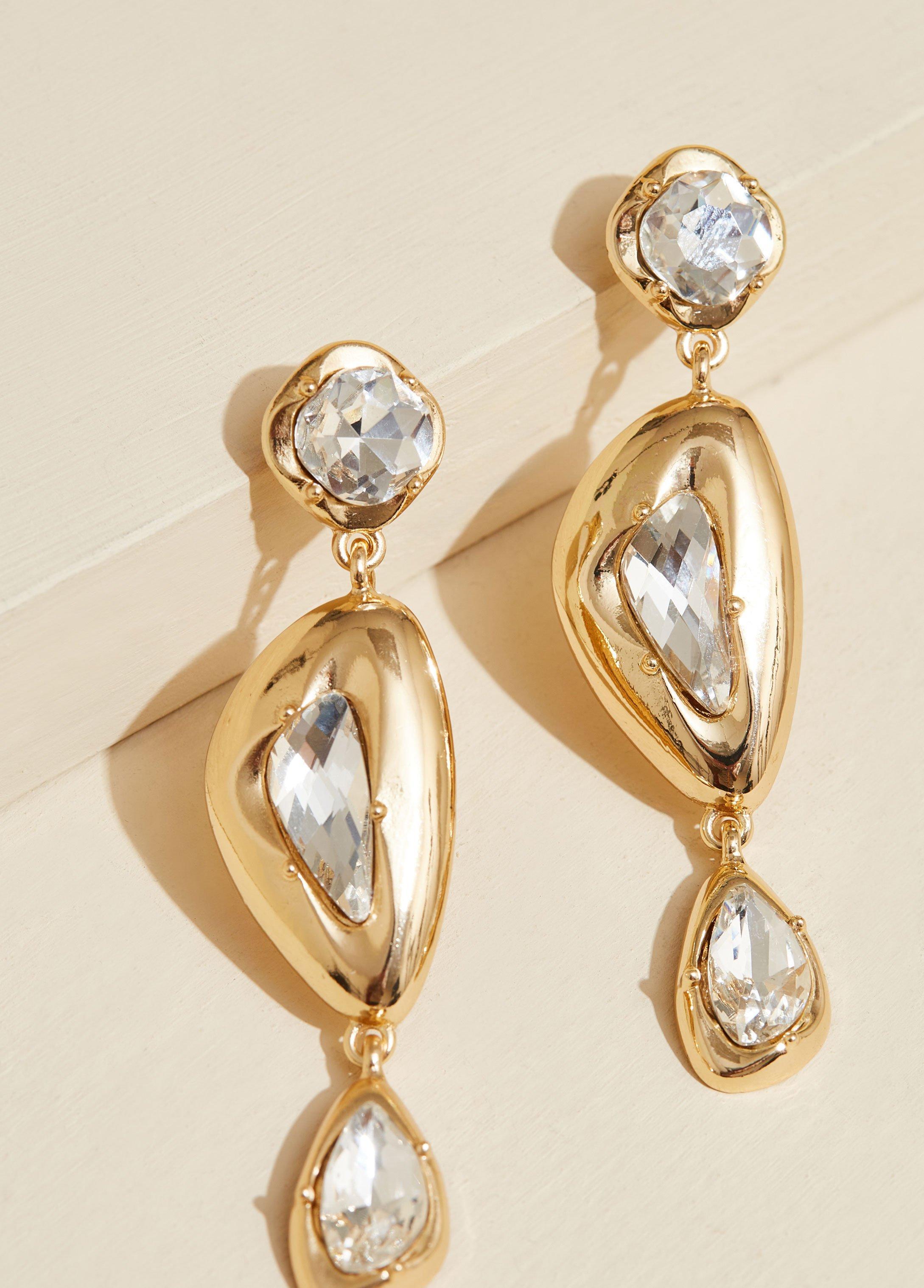 Crystal And Gold Tone Earrings Product Image