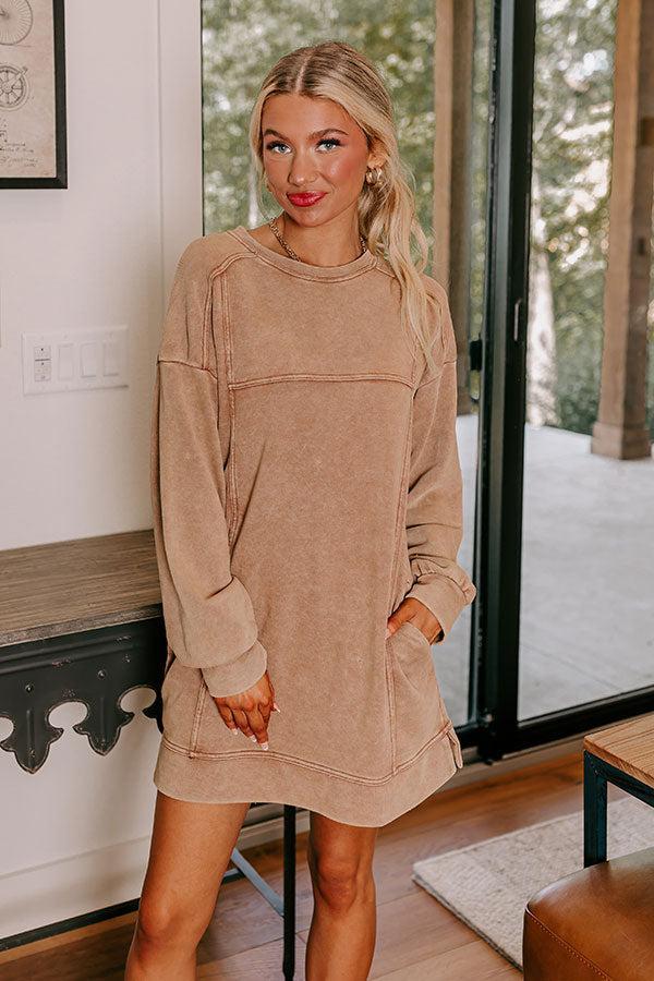 Trailside Mimosas Mineral Wash Mini Dress in Camel Product Image