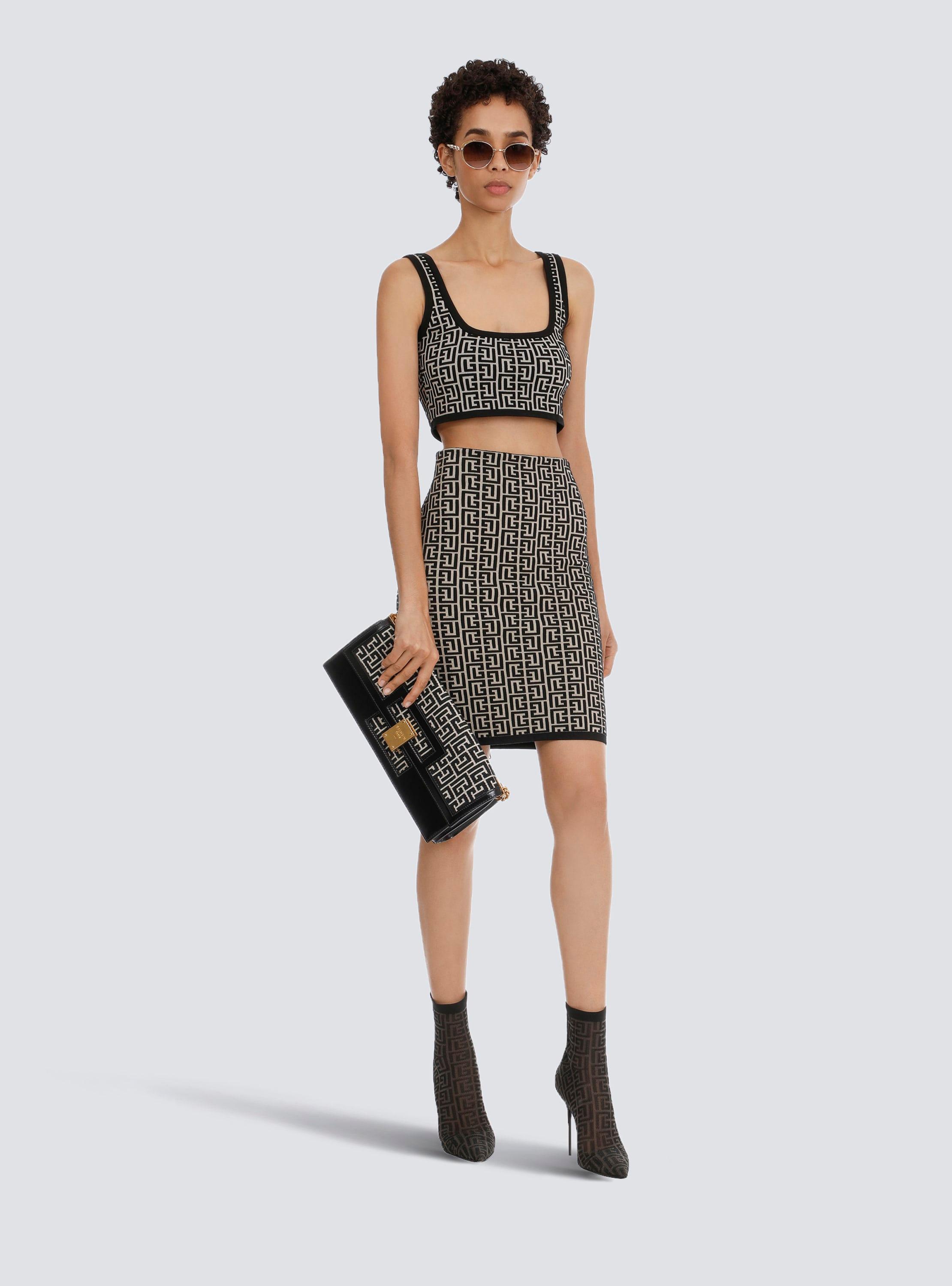 Balmain bicolor jacquard knit skirt Product Image