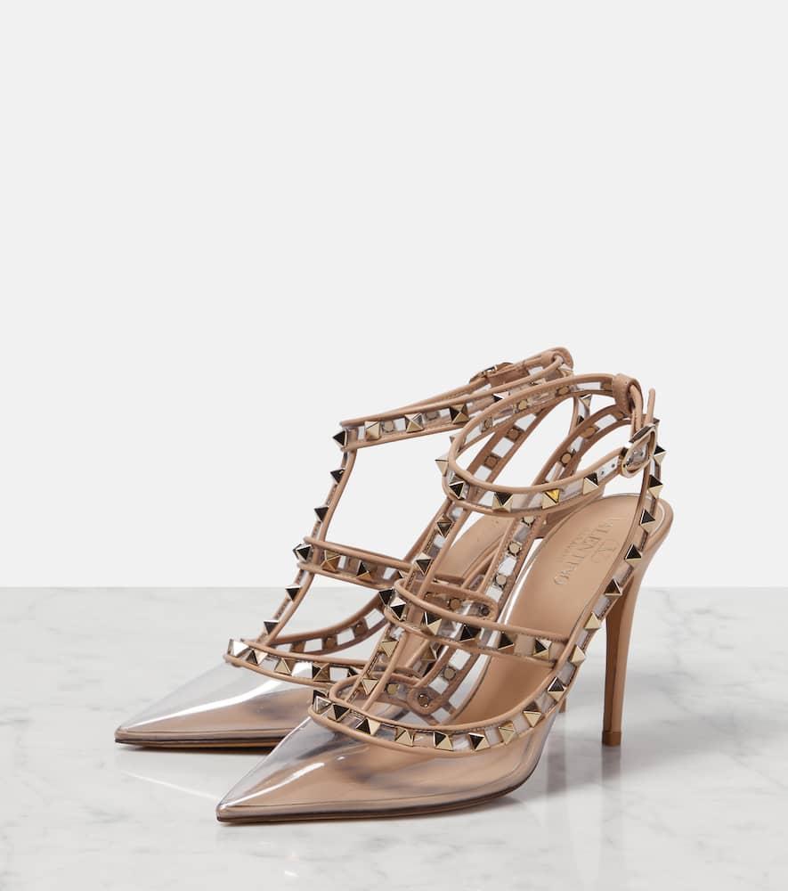 Rockstud Ankle-strap Pumps In Neutrals Product Image