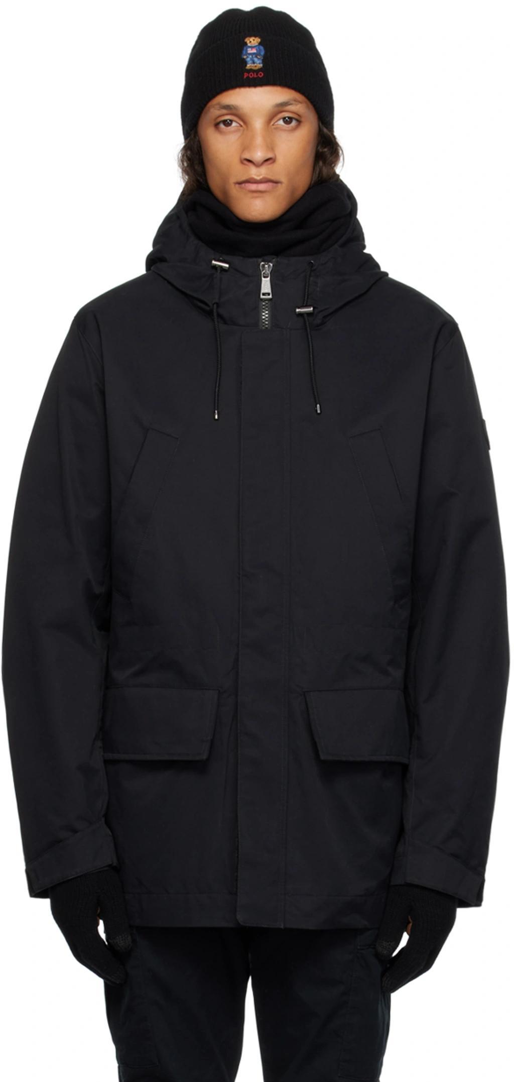 Black Hooded Jacket In Polo Black Product Image