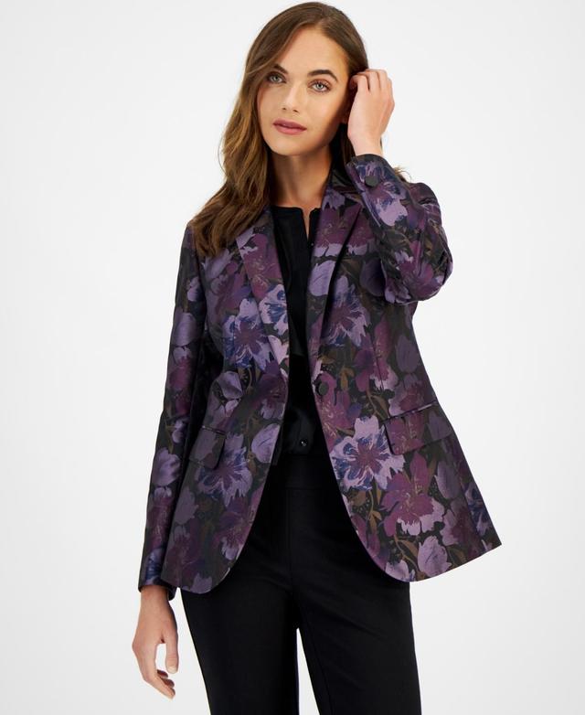 Anne Klein Womens Printed Jacquard One-Button Blazer Product Image