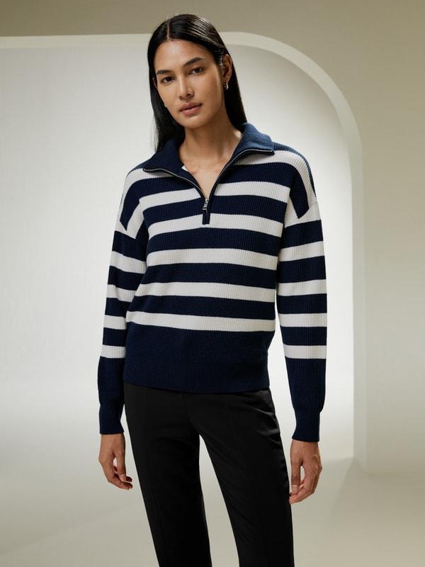 Collared Quarter-Zip Wool Sweater Product Image