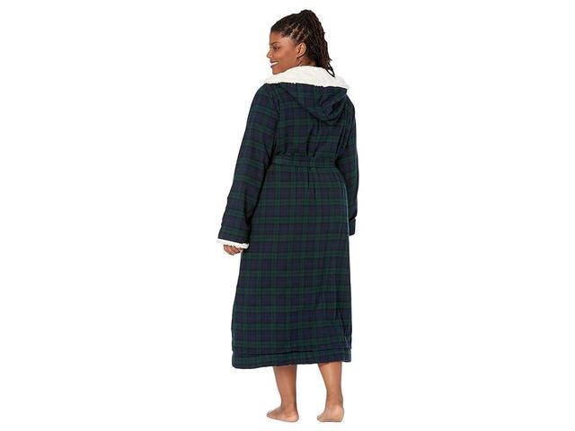 L.L.Bean Plus Size Scotch Plaid Flannel Sherpa Lined Long Robe Watch) Women's Robe Product Image