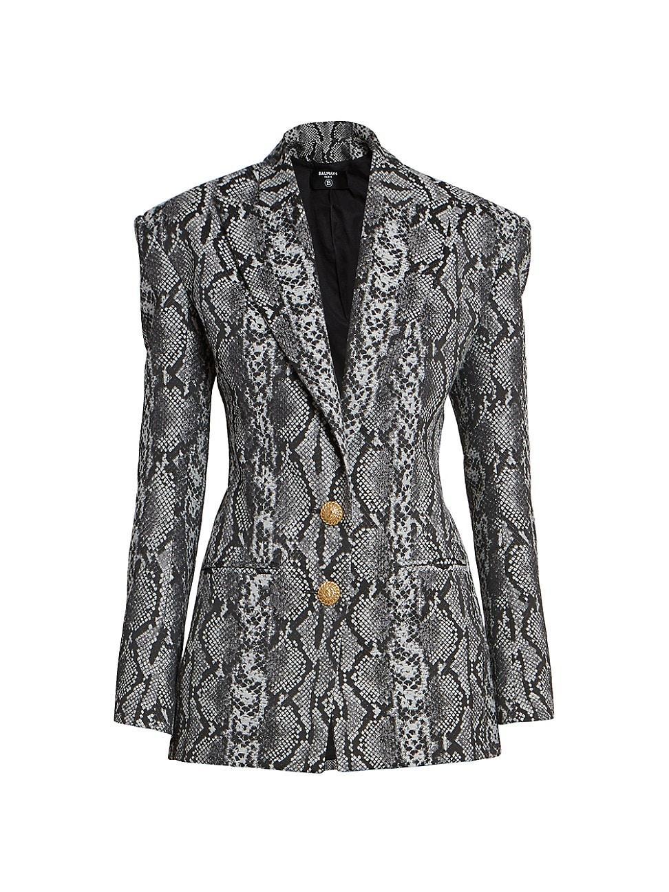 Womens Python Print Fitted Jacket Product Image