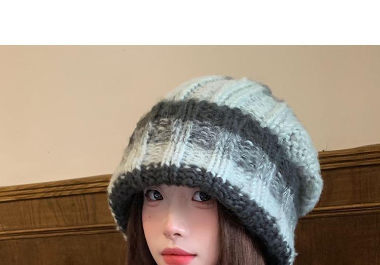 Striped Knit Slouchy Beanie Product Image