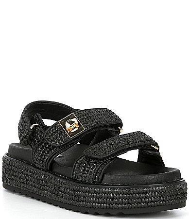 Steve Madden Bigmona Raffia Buckle Detail Platform Sandals Product Image