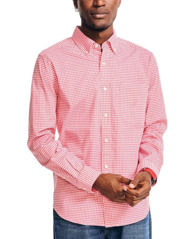 Nautica Mens Classic-Fit Long-Sleeve Gingham Check Poplin Shirt Product Image