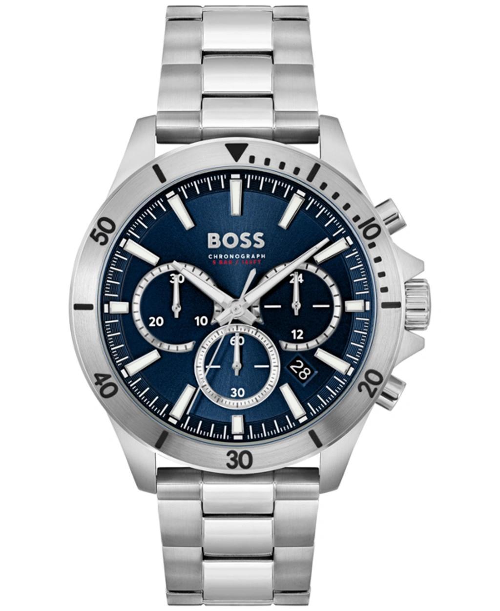 Men's Chronograph Troper Stainless Steel Bracelet Watch 45mm In Silver Product Image