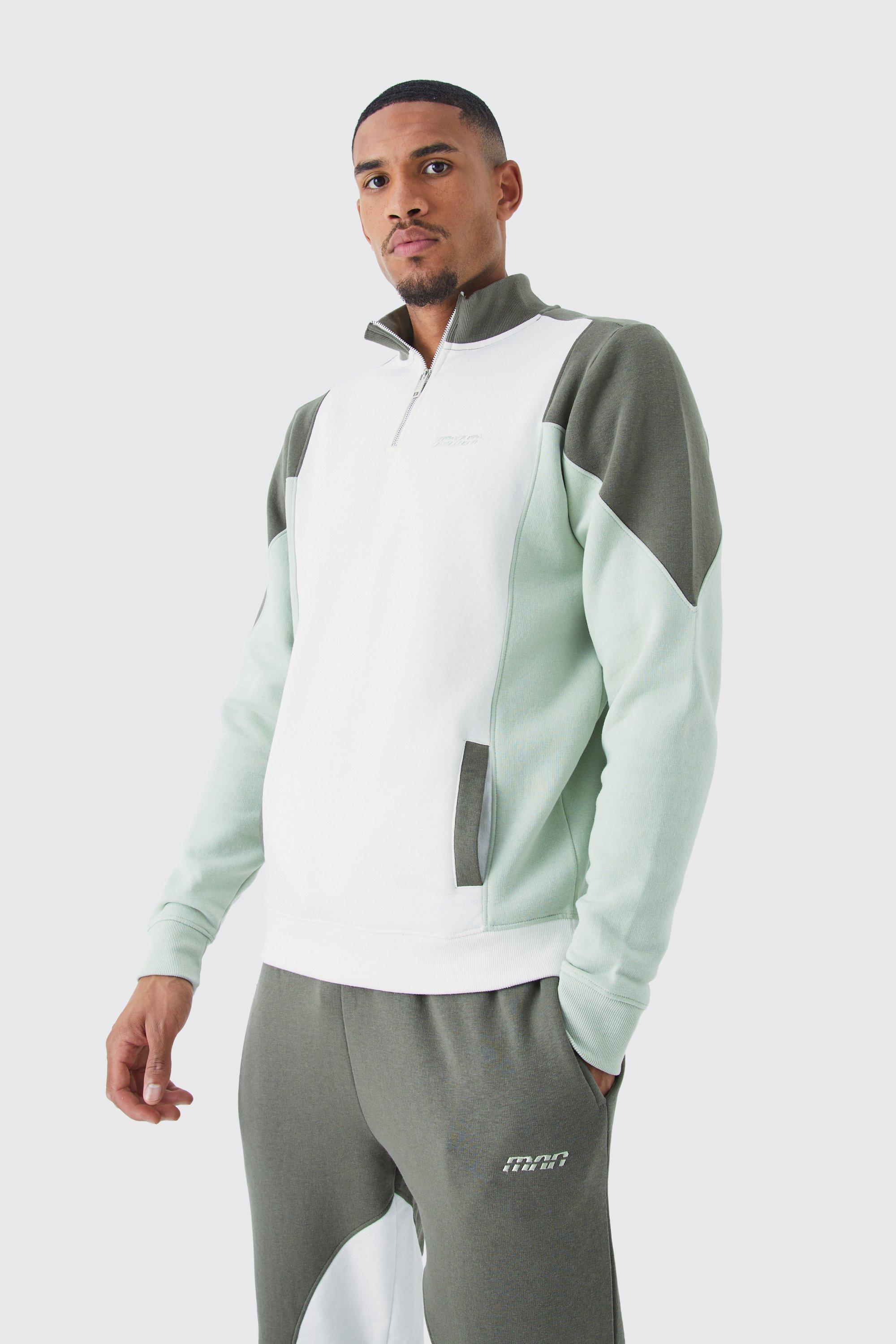 Tall Colour Block Funnel Neck Tracksuit | boohooMAN USA Product Image