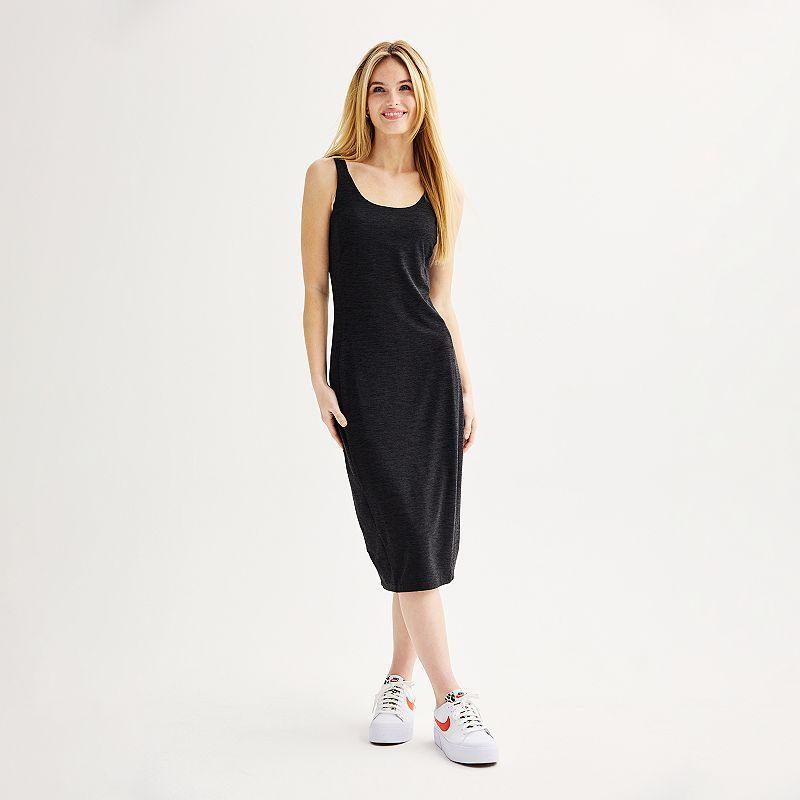 Womens FLX Wander Midi Dress Black Grey Coal Product Image