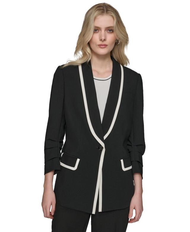 Karl Lagerfeld Womens Tipped Shawl Collar Blazer - Blk Product Image