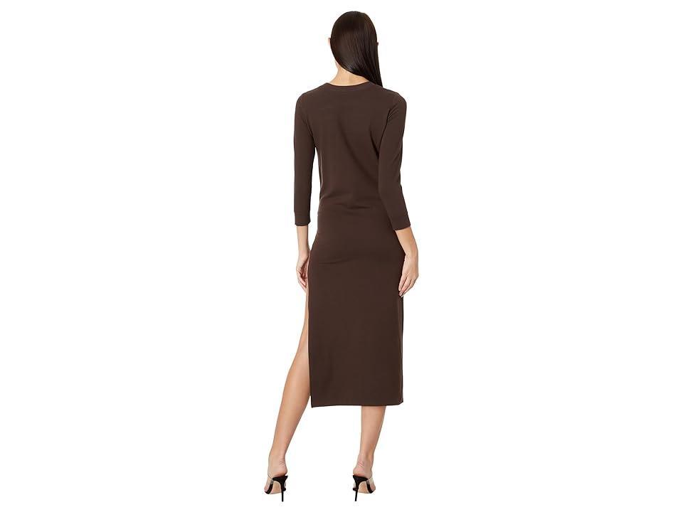 Norma Kamali 3/4 Sleeve Tailored Terry Gown (Chocolate) Women's Clothing Product Image