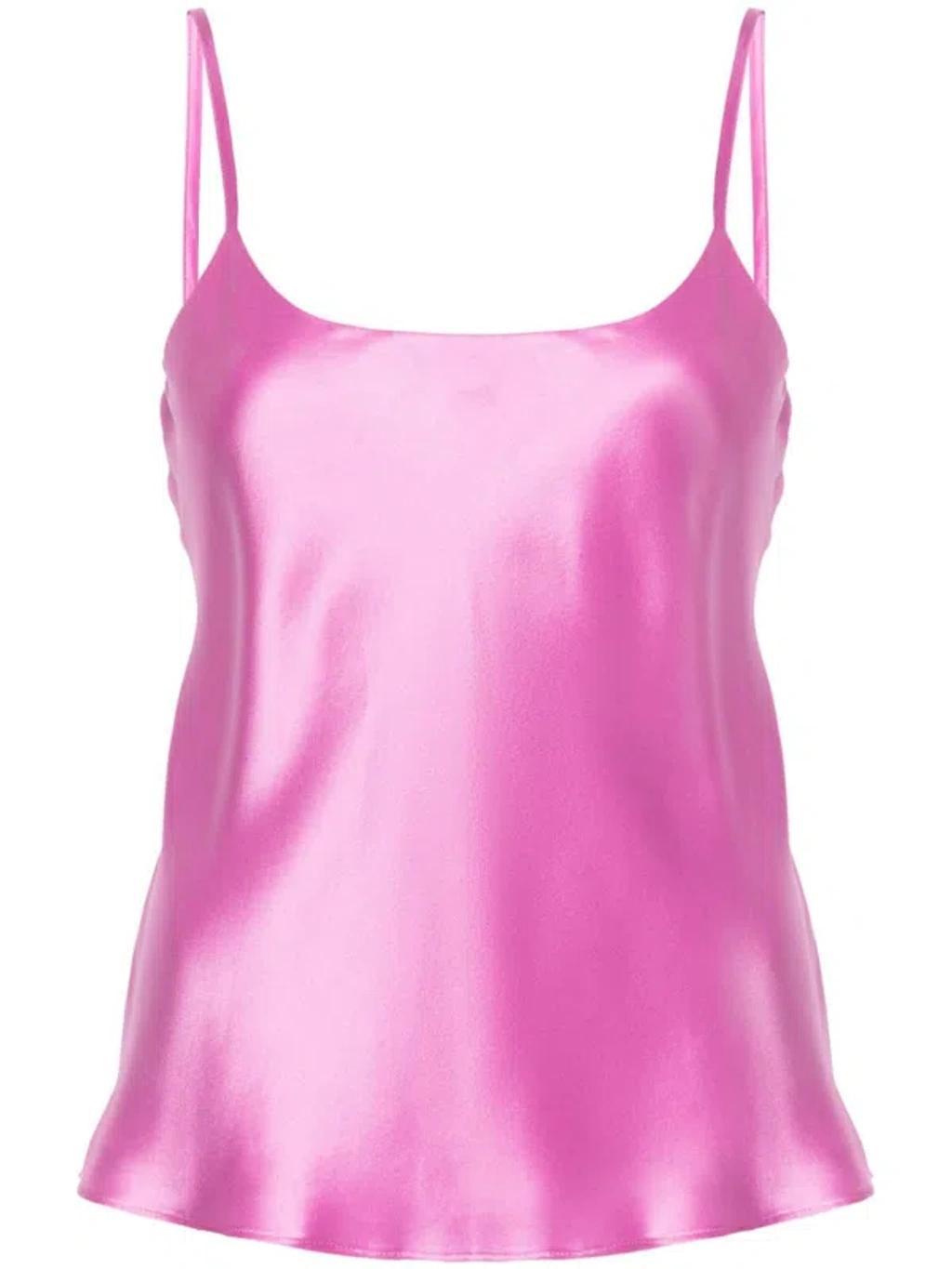 Silk Satin Tank Top In Pink Product Image