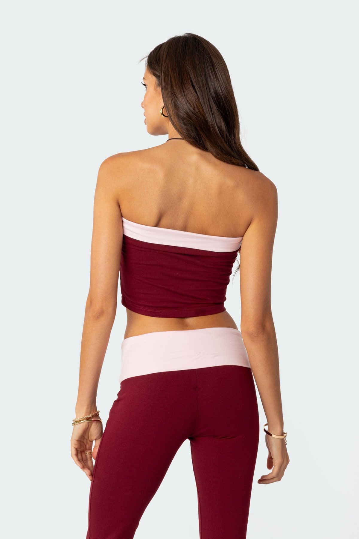 Contrast Fold Over Tube Top Product Image