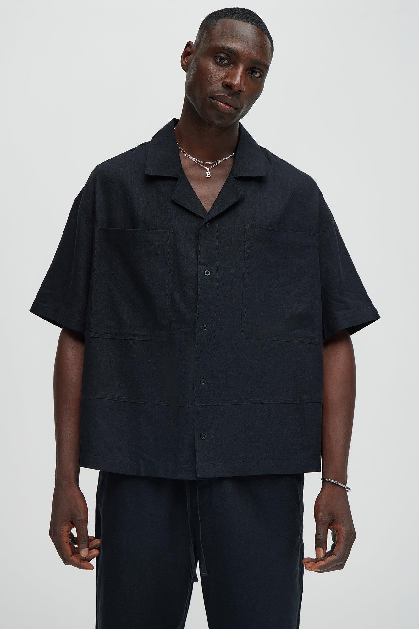 Bahamas Linen Cuban Shirt - Black Product Image