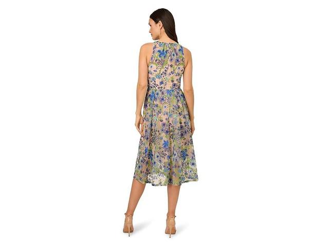 Adrianna Papell Floral Embroidered Fit & Flare Midi Dress Product Image