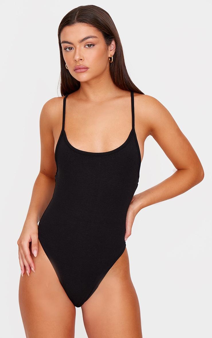 Black Slinky Strappy Bodysuit Product Image