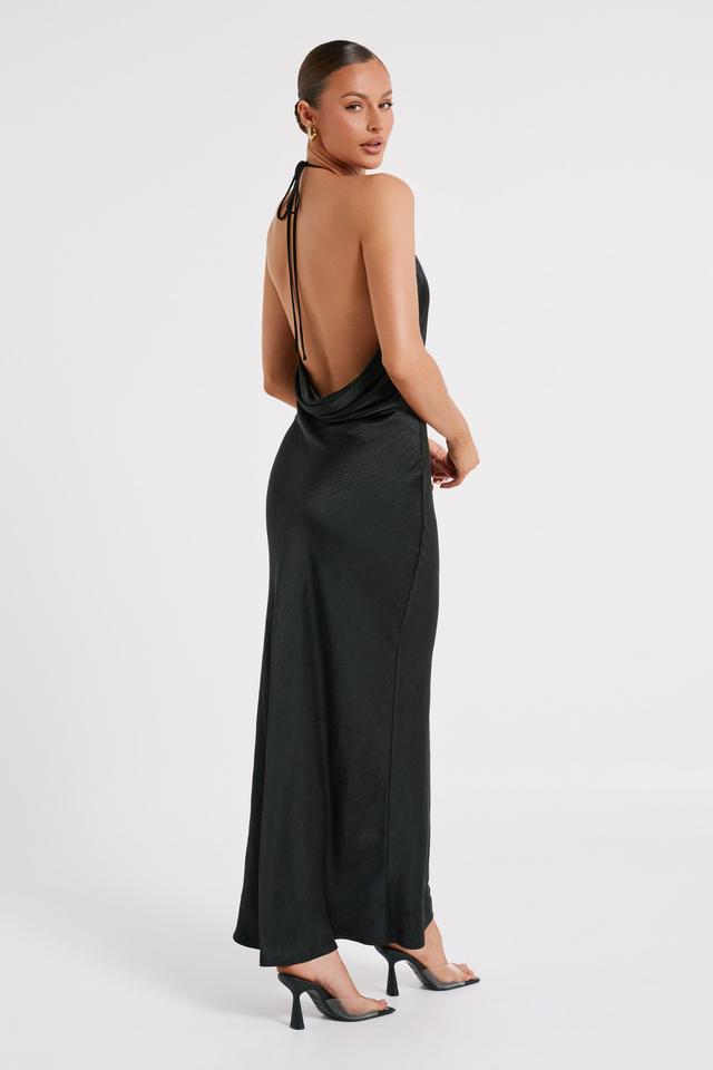 Sammy Satin Halter Maxi Dress - Black Product Image