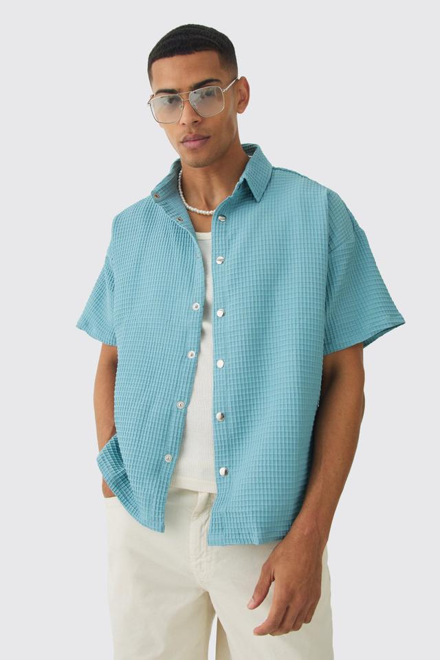 Boxy Waffle Shirt | boohooMAN USA Product Image