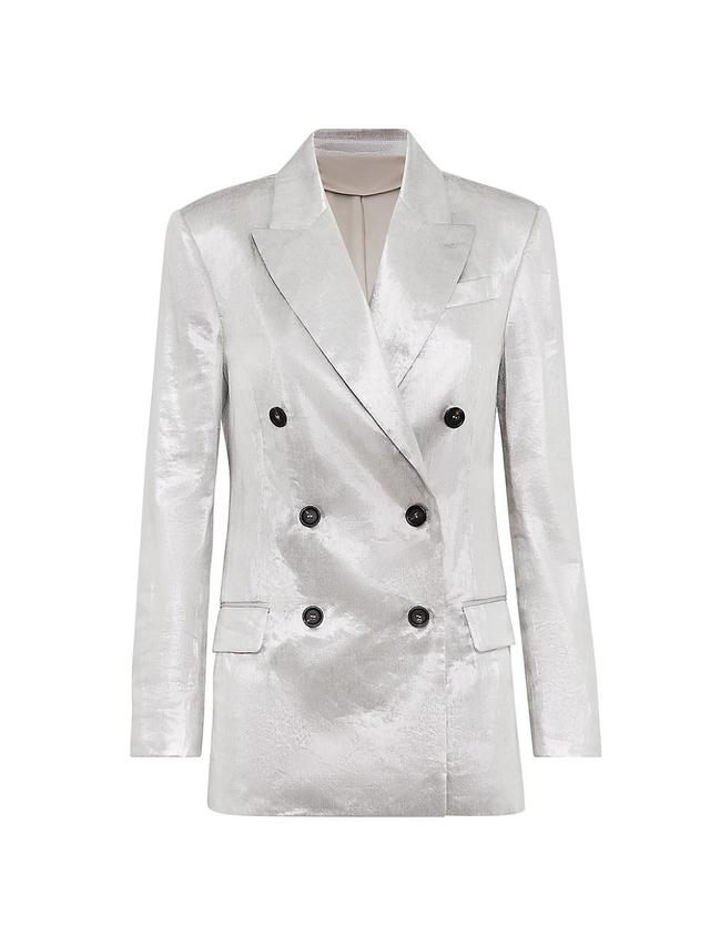 Womens Sparkling Linen Gabardine Blazer with Monili Product Image