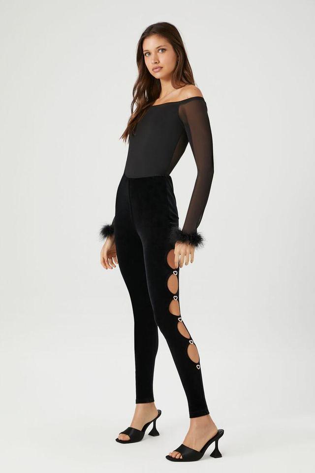 Rhinestone Heart Cutout Leggings | Forever 21 Product Image