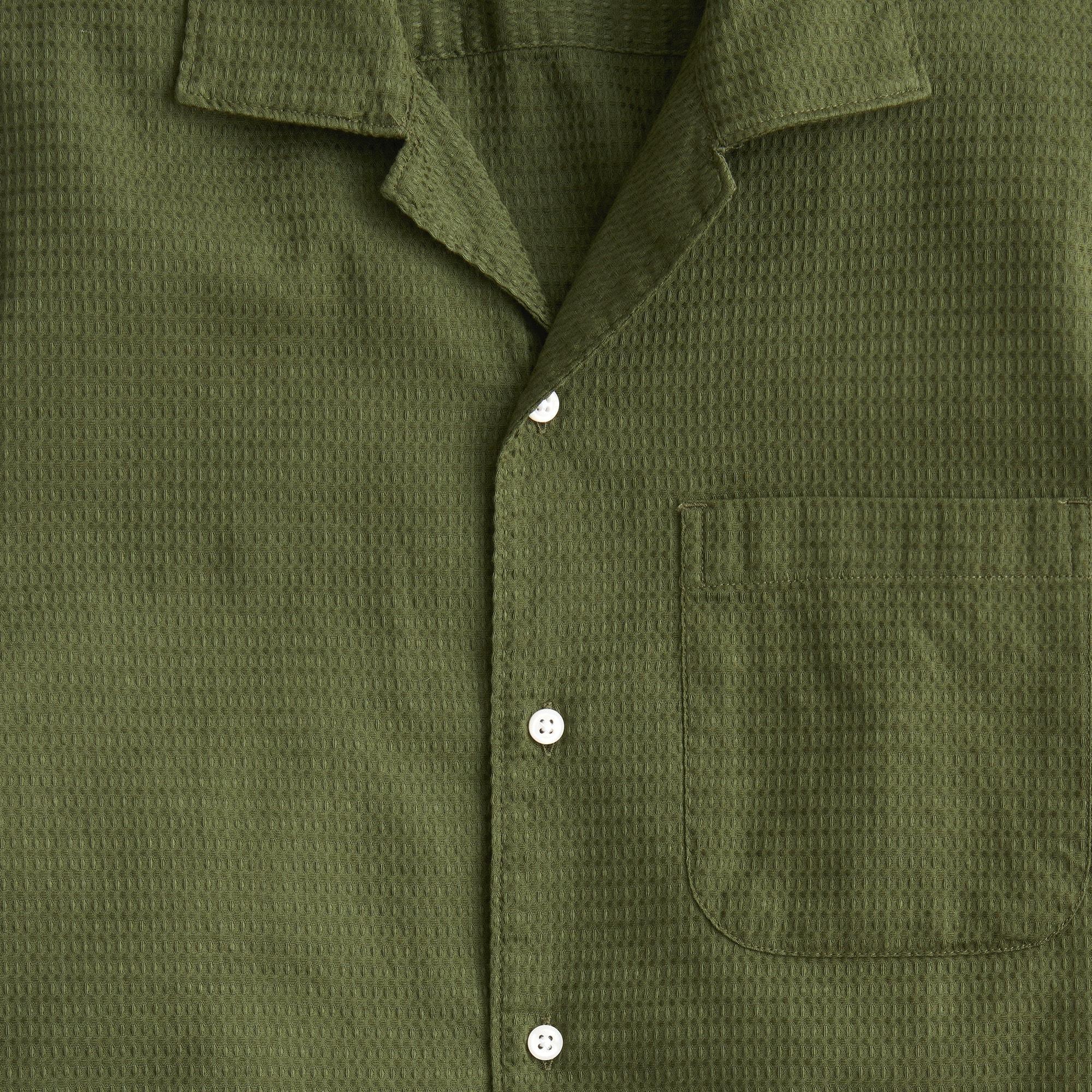 Relaxed short-sleeve textured cotton camp-collar shirt Product Image