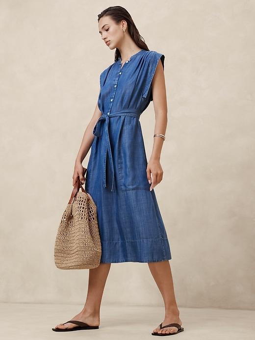 Chambray Midi Shift Shirtdress Product Image