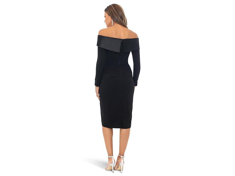 XSCAPE Short Scuba Crepe Off-the-Shoulder Long Sleeve Women's Dress Product Image