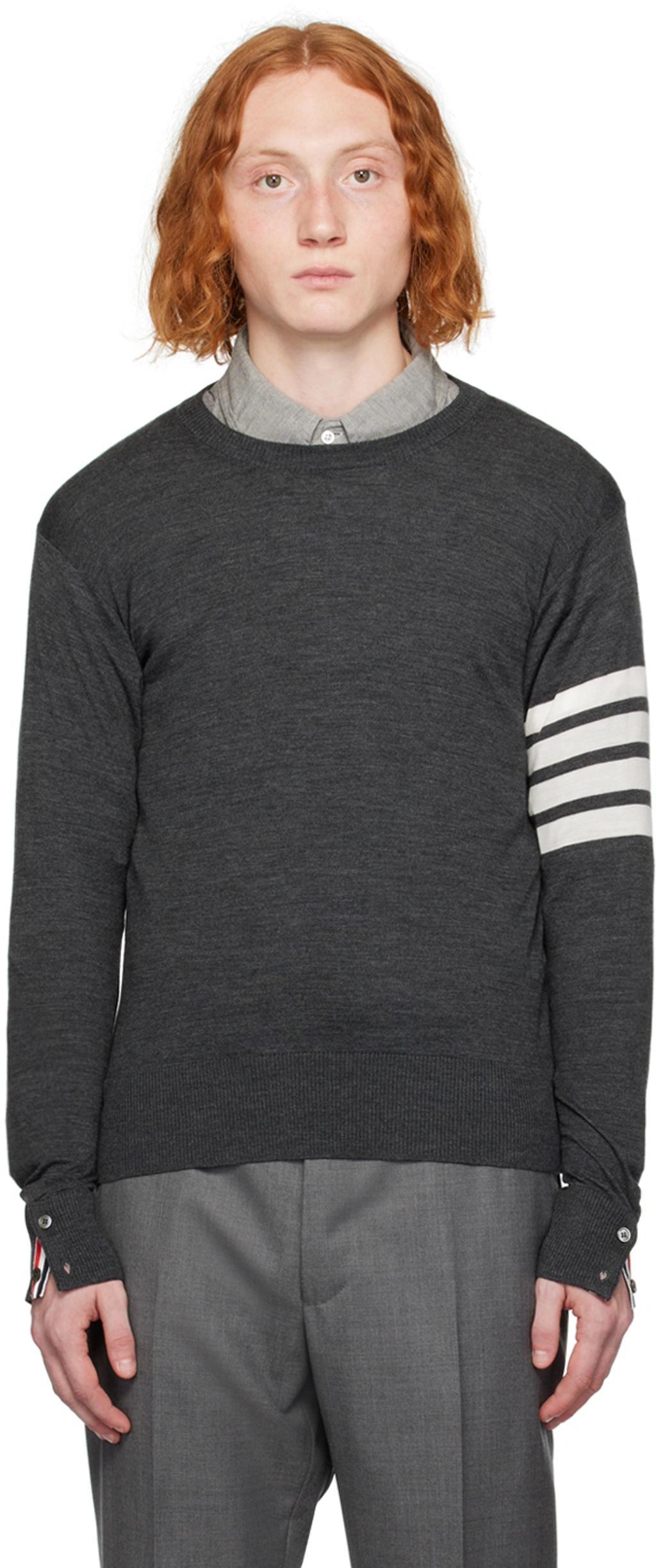 Merino Wool Crew-neck Sweater In Blue Product Image