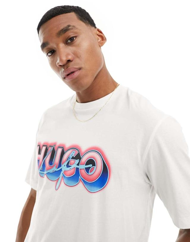 HUGO BLUE oversized logo t-shirt in white Product Image