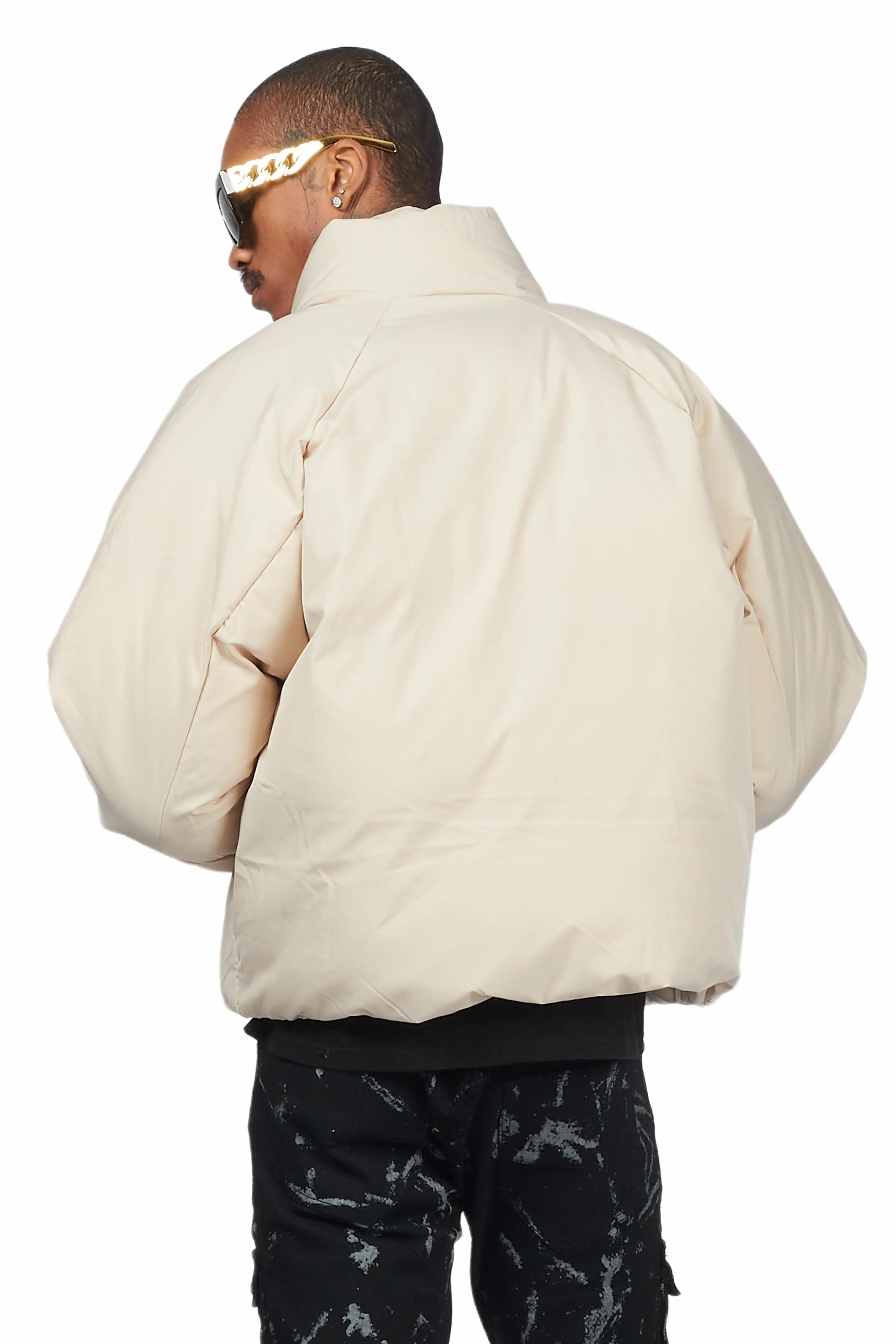 Rabbie Beige/Orange Puffer Jacket Male Product Image