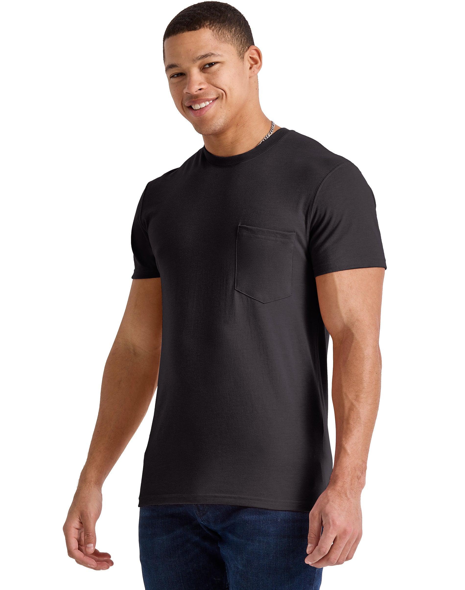 Mens Hanes Originals Cotton Short Sleeve Pocket T-shirt Product Image