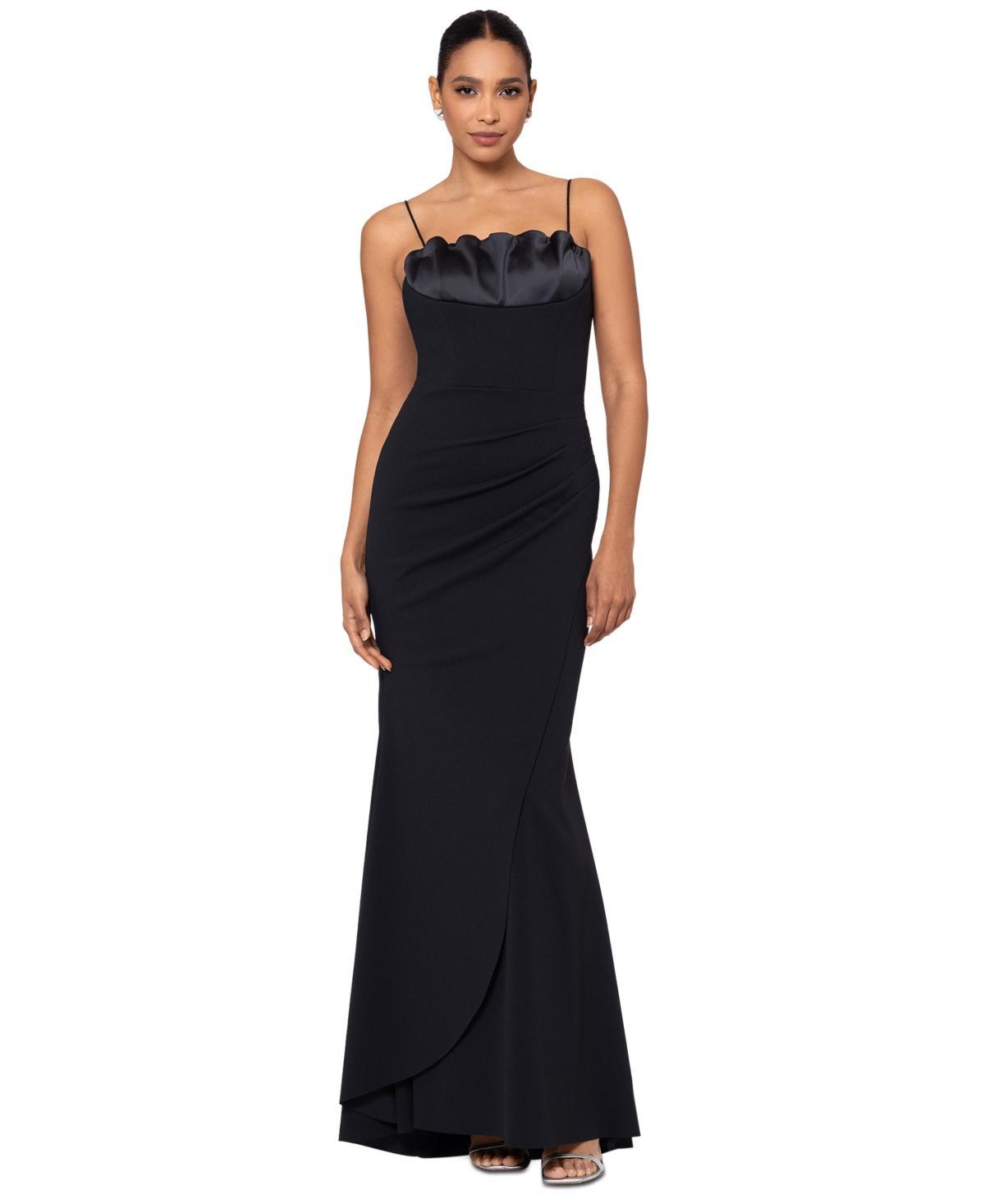 Xscape Womens Satin-Trim Ruched Gown product image