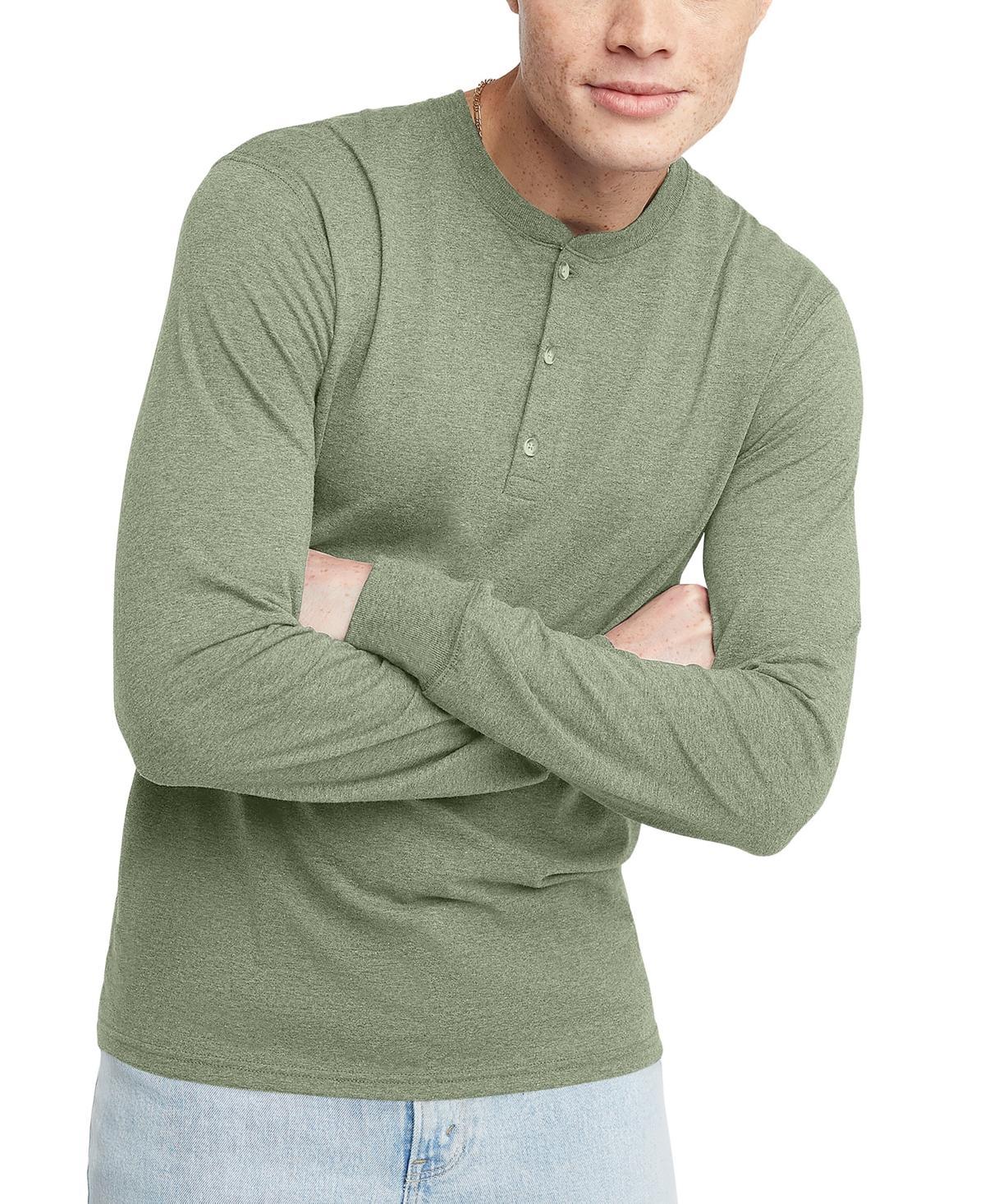 Mens Hanes Originals Tri-Blend Henley White Product Image