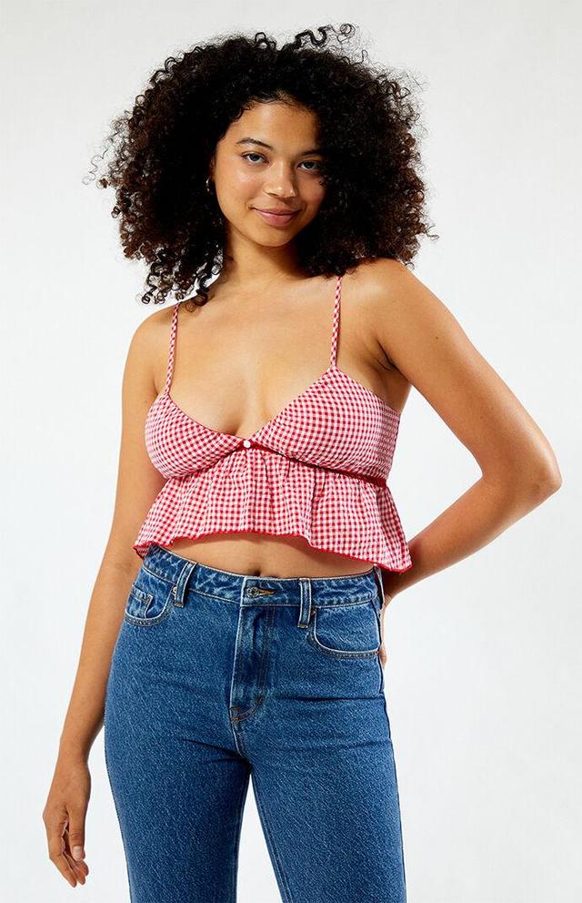 Women's Gingham Babydoll Tie Top Product Image