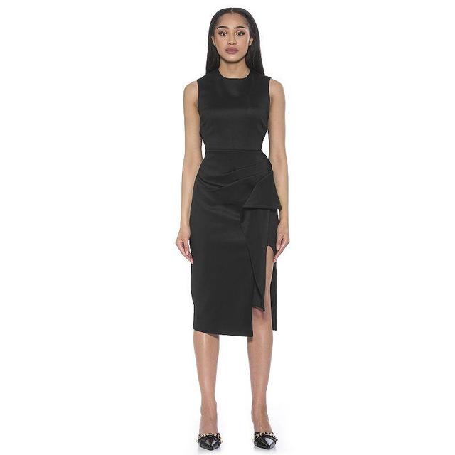 Womens ALEXIA ADMOR Valeri Crewneck Asymmetric Draped Sheath Dress Product Image